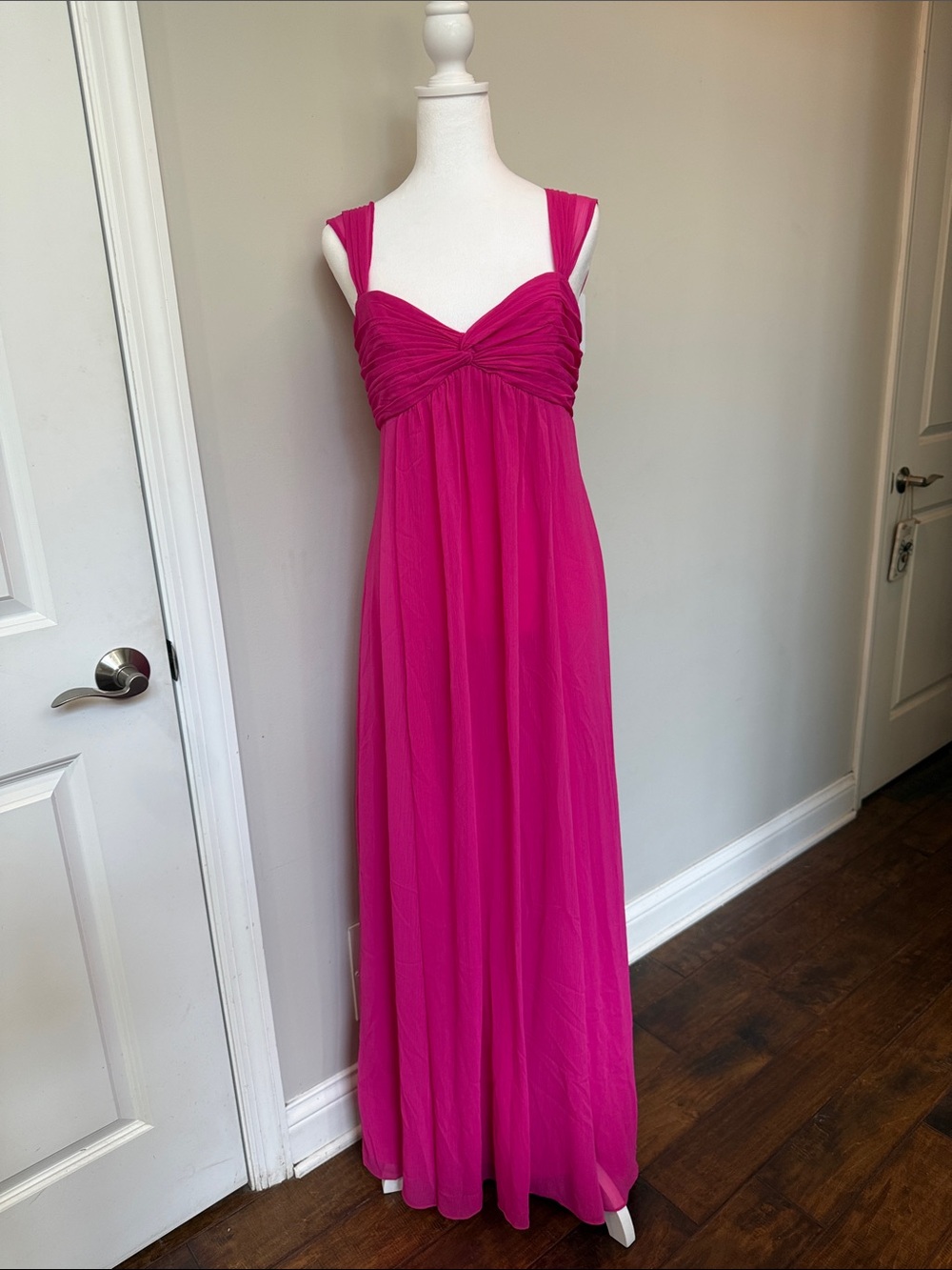 David's Bridal Fuchsia Empire Waist Maxi Dress